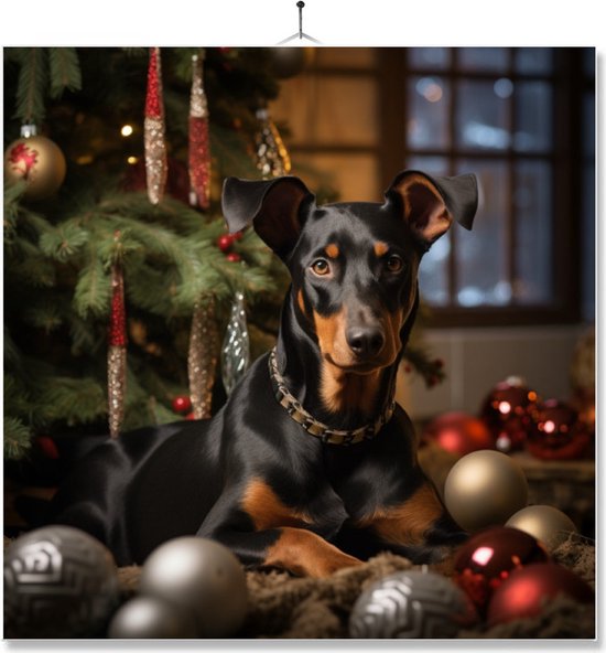 LEVLO Kosmetiktasche Dobermann Design – Baumwoll-Leinen Tasche Für Make-up, Reise Oder Als Geschenk Für Hunde-Fans, Wasserabweisend & Stylisch