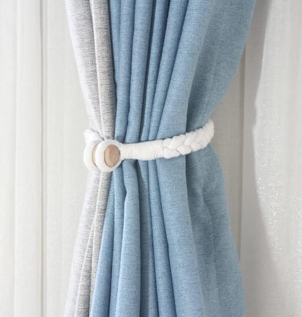 Boho Stijl Katoenen Bladeren Gevlochten Magnetische Gordijnkoorden voor Thuis Kantoor Café Decoratie 50cm Lang (1 Paar)
