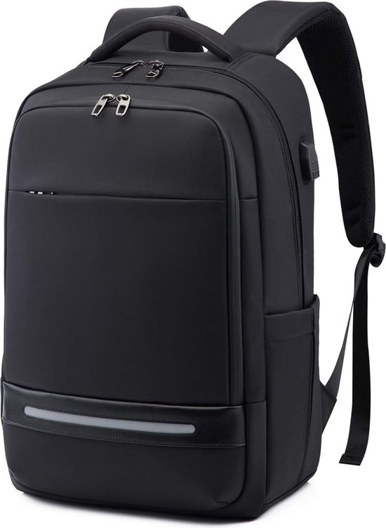 Laptop rugzak, 17 inch waterdichte zakenreis werk computer rugzak tas met USB-oplaadpoort, anti-diefstal college schooltas tas, zwart