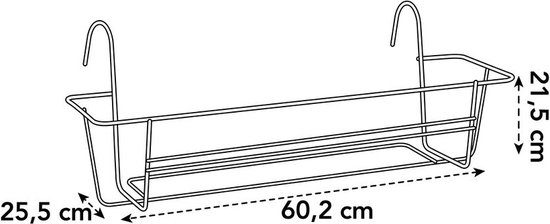 Elho Green Basics Balkonrek Metaal 60 - Accessoires voor Balkon Buiten - Ø 58.8 x H 19.5 cm - Antraciet - Elho