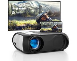 Beamer met afstandsbediening, 1080P Ondersteund LED Wifi projector met luidspreker 16:9 6500 lumen home theater Draadloze live streaming projector voor binnen/daglicht en buiten, USB/HDMI/AV/3.5mm Aux