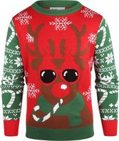 Pull de Noël Rockerz - Mauvais pull de Noël - 'Rudolf le renne au nez rouge' - Unisexe - Ajustement parfait - Haute qualité - Matériau durable - Tissu doux - Ne démange pas - Emballage cadeau inclus - Couleur : rouge - Taille : XL