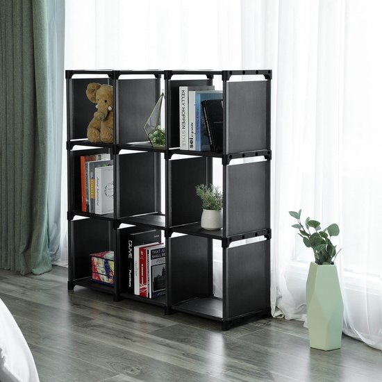 SONGMICS Opbergkast, 12 vakken, boekenkast, plank, kunststof kubussen om in elkaar te steken, eenvoudig te monteren, voor woonkamer, slaapkamer, kast