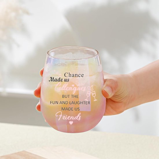 Cadeau d'adieu Verres à vin pour collègue Cadeau pour Nieuwe collègue Changement d'emploi Nouvel emploi Bonne Succes Cadeaux personnalisés pour meilleurs amis Femmes Hommes Verre à vin 480 ml