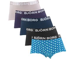 Björn Borg Core Korte short - 5 Pack MP001 Black/Blue/Pink/Purple - maat 158/164 (158-164) - Meisjes Kinderen - Katoen/elastaan- 10003103-MP001-158-164