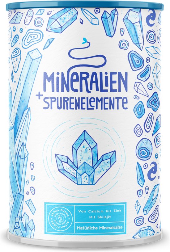 Foto: Alpha foods natuurlijk mineralen sporenelementen complex met shilajit calcium en magnesium bio poeder met actieve minerale verbindingen 450 gram en met neutrale smaak