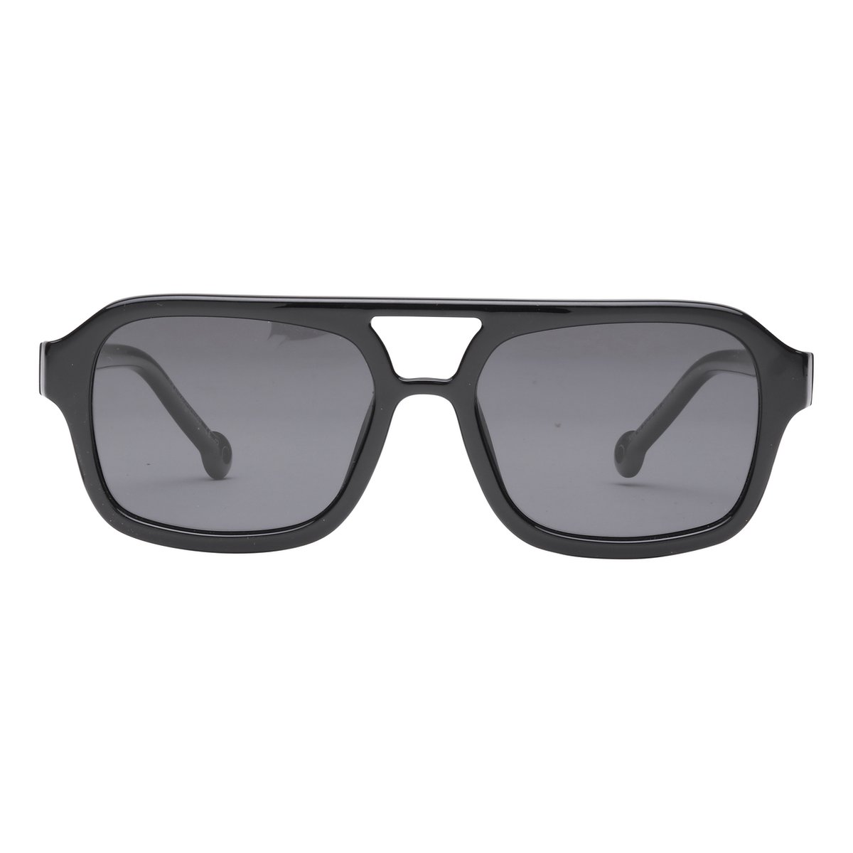 ™Monkeyglasses Alsace 45 Shiny Black Sun - Zonnebril - 100% UV bescherming - Danish Design - 100% Upcycled