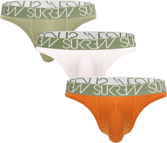 Sukrew Classic Thong Mirage Collection Multipack 1 x Khaki + 1 x Ecru + 1 x Camel - Size XL - MAAT XL - Heren Ondergoed - String voor Man - Mannen String