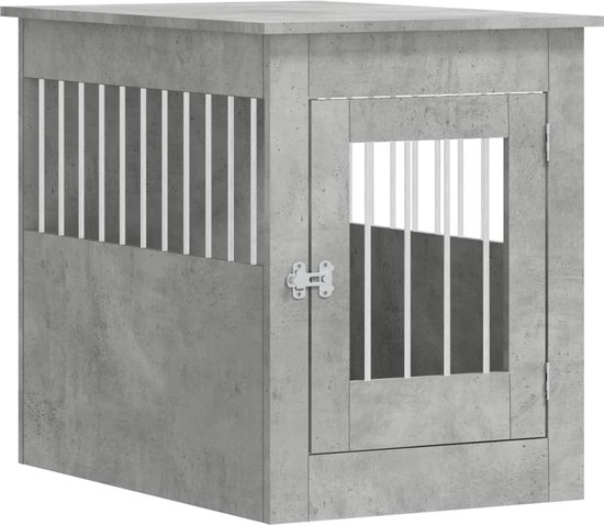 vidaXL - Hondenbench - 55 - x - 80 - x - 68 - cm - bewerkt - hout - betongrijs