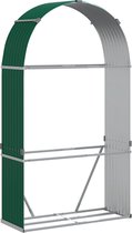 vidaXL - Haardhoutopslag - 120x45x210 - cm - gegalvaniseerd - staal - groen