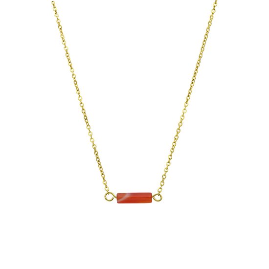 Lucardi femme en acier plaqué or avec onyx rouge - Collier - Acier - Doré - 45 cm