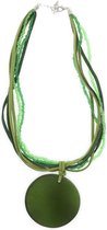 Behave Ketting groen met ronde schelp hanger 45 cm