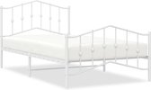 vidaXL - Bedframe - met - hoofd- - en - voeteneinde metaal - wit - 100x200 - cm