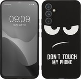 kwmobile telefoonhoesje geschikt voor Samsung Galaxy A34 5G - Hoesje voor smartphone in wit / zwart - Backcover van TPU - Don't Touch My Phone design