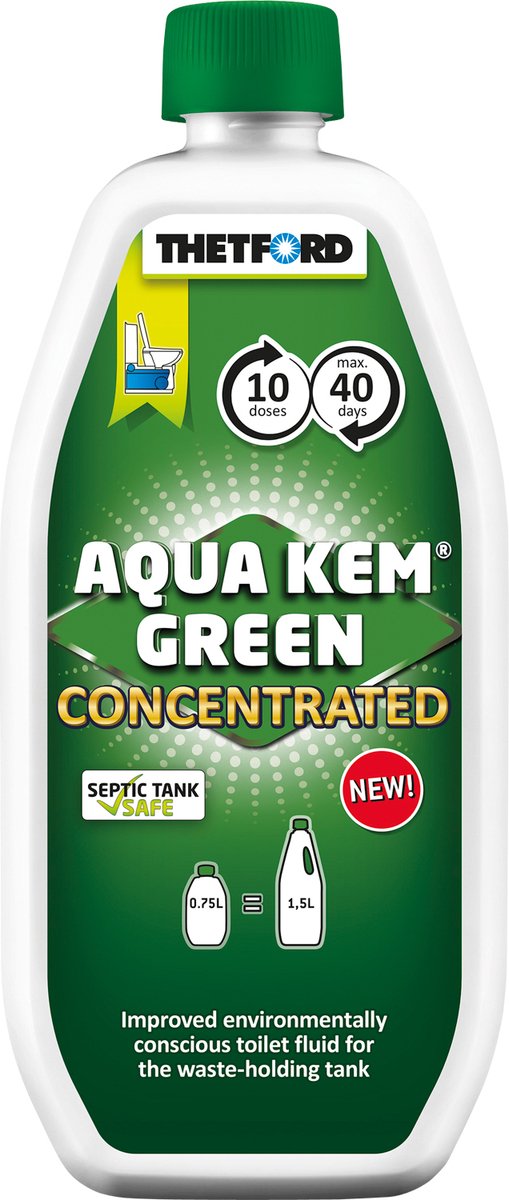 Camping toilet vloeistof, chemisch toilet vloeistof, groene toiletvloeistof, 0,75 liter
