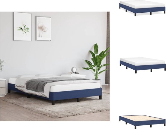 vidaXL Bedframe - Blauw - 203 x 123 x 25 cm - Stof - Multiplex - Geschikt voor matras van 120 x 200 cm - Bed