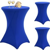 3 Pakken Blauwe Cocktail Tafelkleed, Rond, Spandex, 32 x 43 Inch, Rechthoekige Cocktail Hoeken, Perfecte Pasvorm, Hoog Stretch Tafelkleed voor Ronde Tafels of Bruiloftsfeest, Banket (Blauw)
