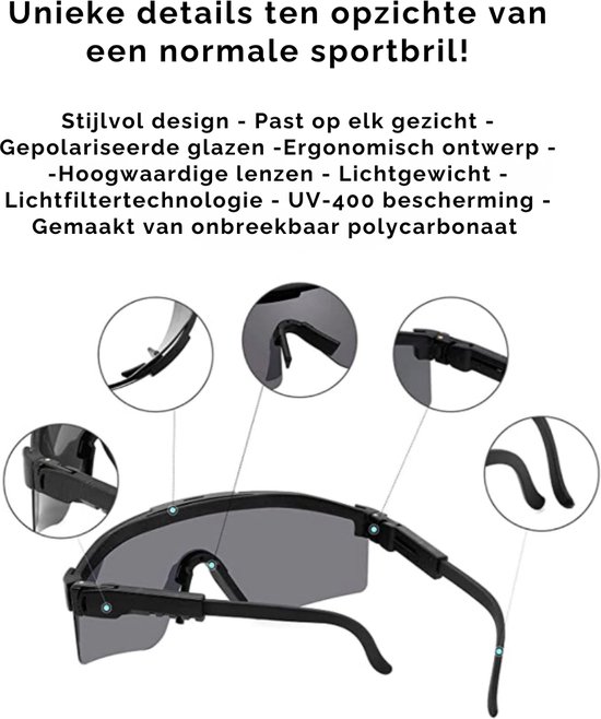 Ressulp - Zonnebril - Gepolariseerd - Heren & Dames - Fietsbril - Skibril - Sportbril - Sport zonnebril - Sportief - Outdoor - Wielrennen & Fietsen - Zwemmen & Wintersport - Werk - Hiking & Wandelen - Ressulp