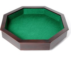 8-Kantige Pitjesbak – Houten Bak met Groen Vilten Oppervlak – Scores Met Krijt – Klassiek Gezelschap