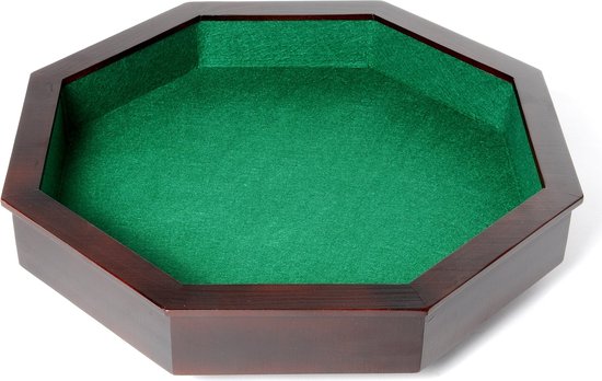 Pitjesbak 8-hoekig - Houten Speelbak - Ingelegd Groen Vilt - Krijtborden voor Score - 38,5 x 38,8 cm - Engelhart