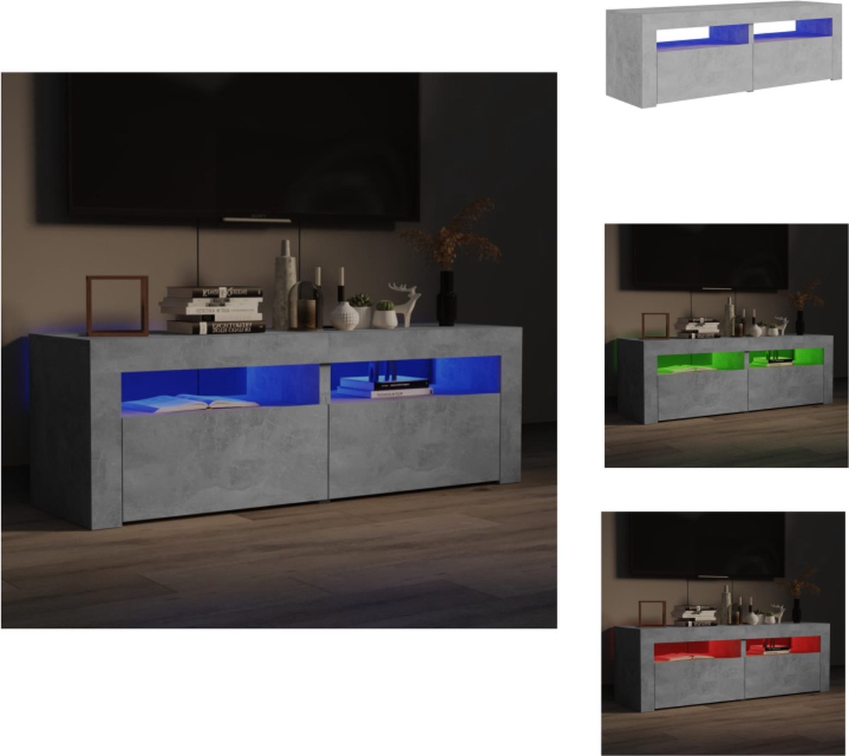 vidaXL - Tv-meubel - met - LED-verlichting - 120x35x40 - cm - betongrijs