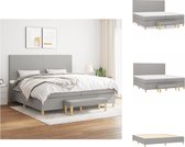 vidaXL Boxspringbed - Lichtgrijs - 203 x 200 x 118/128 cm - Hoofdbord verstelbaar - Pocketvering matras - Middelharde ondersteuning - Huidvriendelijk topmatras - Multifunctioneel bankje - Bed