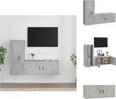 vidaXL TV-meubel Betongrijs - Klassieke stijl - Stevig bewerkt hout - Wandgemonteerd - Voldoende opbergruimte - Handleiding inbegrepen - Kast