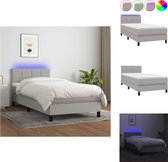 vidaXL Boxspring Bed - Lichtgrijs - LED-verlichting - Pocketvering matras - Huidvriendelijk topmatras - Bed