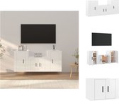 vidaXL Set de meuble TV - Blanc brillant - 1x 57x34,5x40 cm - 2x 40x34,5x60 cm - Meuble