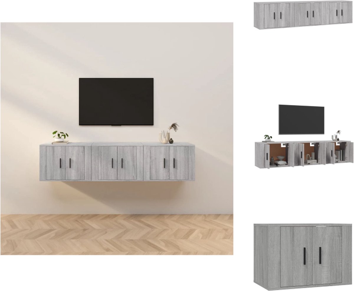 Bijzettafel 2 Stuks Gelaagd Hout En Metaal Sonoma eiken