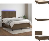vidaXL Boxspring Bed - Donkerbruin - 203x144x118 cm - Verstelbaar hoofdbord - Kleurrijke LED-verlichting - Pocketvering matras - Huidvriendelijk topmatras - Inclusief montagehandleiding - Bed