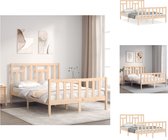 vidaXL Massief grenenhouten bedframe - 195.5 x 125.5 x 100 cm - multiplex lattenbodem - Bed