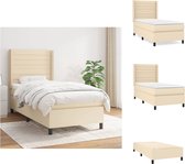 vidaXL Boxspringbed - Comfort Deluxe - Bed - 203 x 83 x 118/128 cm - Crème - Pocketvering - Bed