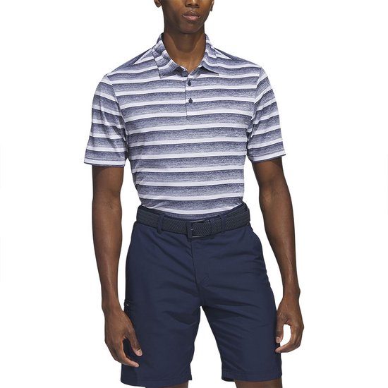 Adidas 2 Color Stripe Polo Met Korte Mouwen Blauw L