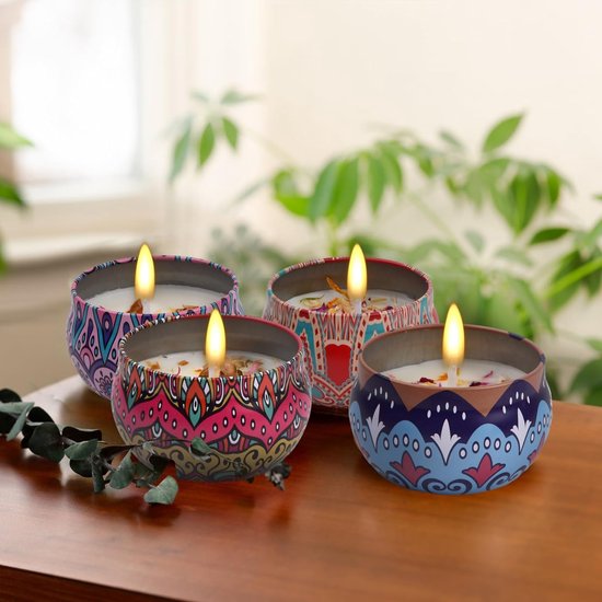 Lot De 4 Bougies Parfumées Aromathérapie En Cire De Soja - Parfums Rose Vanille, Gardenia, Etc. - Neuf