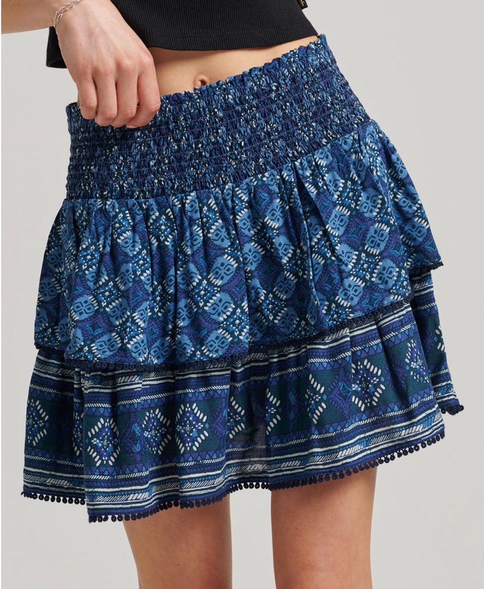 Superdry Vintage Tiered Mini Rok XL Vrouw Blauw