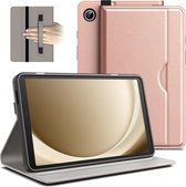 Geschikt voor Samsung Galaxy Tab A9 Leer Folio Zakelijk Tablethoesje - Rose Goud