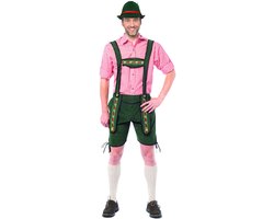 Partychimp Voordelige Korte Lederhose Man Johann Oktoberfest Heren Lederhosen Man Carnavalskleding Heren Carnaval - Maat S - Groen - Polyester