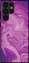Smartphonica Telefoonhoesje voor Samsung Galaxy S23 Ultra met marmer opdruk - TPU backcover case marble design - Paars / Back Cover geschikt voor Samsung Galaxy S23 Ultra