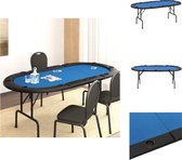 vidaXL Pokertafel - Inklapbaar - 206x106x75 cm - Casinokwaliteit vilten blad - Ingebouwde bekerhouders - Staal frame - Blauw - Pokertafel