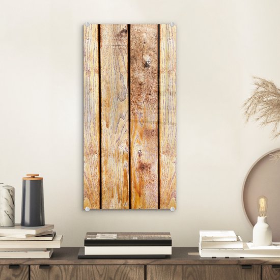 MuchoWow® Peinture sur Verre - Rural - Vintage - Bois - Étagère - 20x40 cm - Peintures sur Verre Acrylique - Photo sur Glas