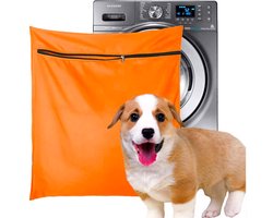 Waszak Voor Huisdieren Wasgoed - 65x70cm - Met Rits Voor Wasmachines - Vangt Dieren Haren Op - Oranje