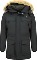Enos Long Men Parka Jacket - Avec col en fourrure - Black Men Winter Jacket Men Jacket Taille XL