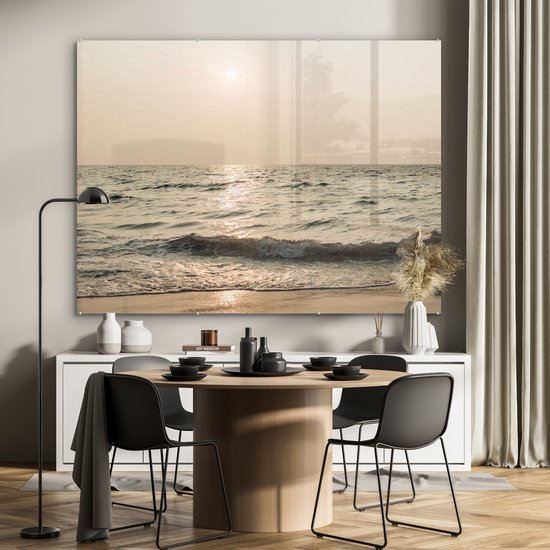 MuchoWow® Peinture sur Verre - Mer - Plage - Soleil - 160x120 cm - Peintures sur Verre Acrylique - Photo sur Glas