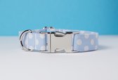 Awesome Paws halsband hond - Honden Halsband polka dots blauw - dots licht blauw - Handmade | Maat S
