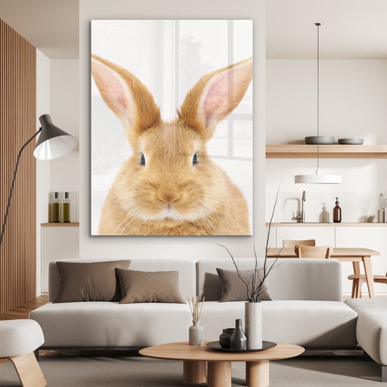 MuchoWow® Peinture sur verre 120x160 cm - Peinture sur verre acrylique - Enfants - Lapin - Enfant - Filles - Garçons - Photo sur verre - Peintures