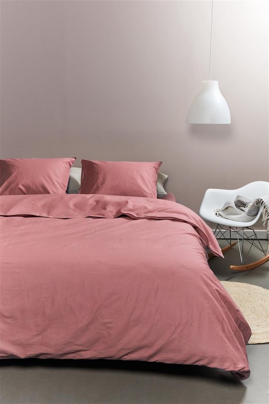 Ambiante Cotton Uni dekbedovertrek - Effen - Tweepersoons - 200x200/220 - Roze van Merkloos — afbeelding 4