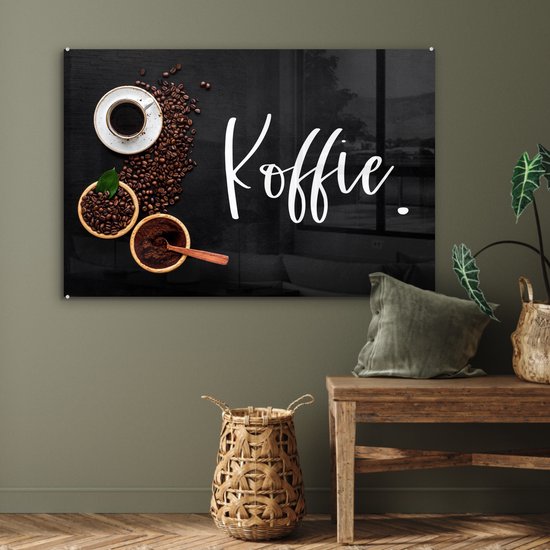 MuchoWow® Peinture sur verre 90x60 cm - Peinture sur verre acrylique - Dictons - Café - Citations - Photo sur verre - Peintures