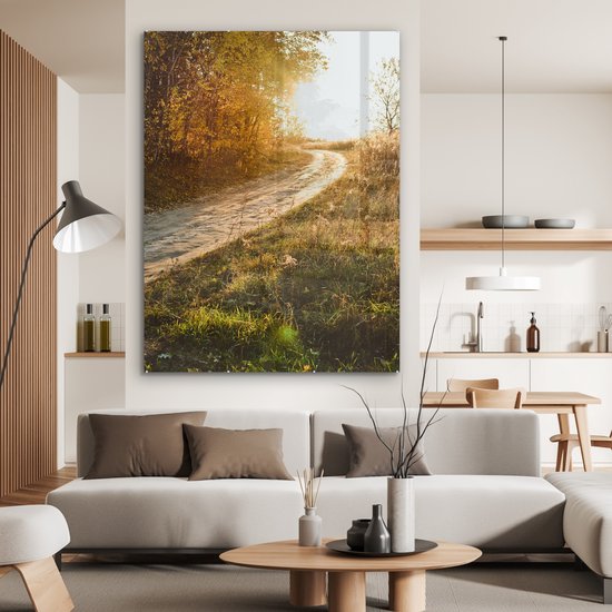 MuchoWow® Peinture sur verre 120x160 cm - Peinture sur verre acrylique - Chemin - Nature - Arbre - Photo sur verre - Peintures