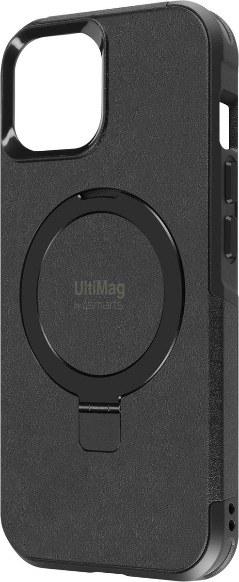 MagSafe iPhone 15 hoesje, Bi-materiaal Steunring, 4Smarts - Zwart
